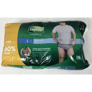 Depend For MEN Fit-Flex Underwear‎ LARGE Maximum Absorbency 28 Count NEW Sealed